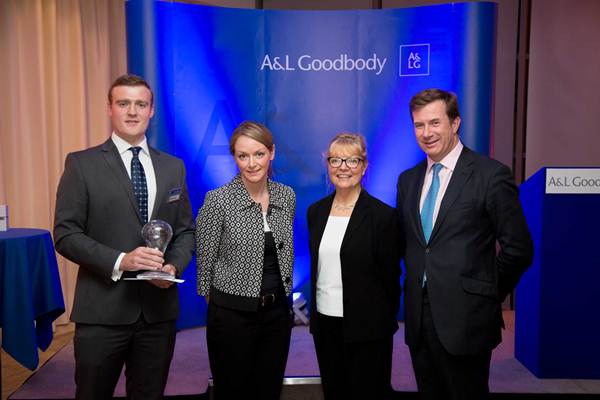 Pictured L-R: Andrew Barr, NUI Galway, Berni Hosty, Partner A&L Goodbody, Tina Roche, CEO Business in the Community, Julian Yarr, Managing Partner A&L Goodbody Pictured L-R: Andrew Barr, NUI Galway, Berni Hosty, Partner A&L Goodbody, Tina Roche, CEO Business in the Community, Julian Yarr, Managing Partner A&L Goodbody