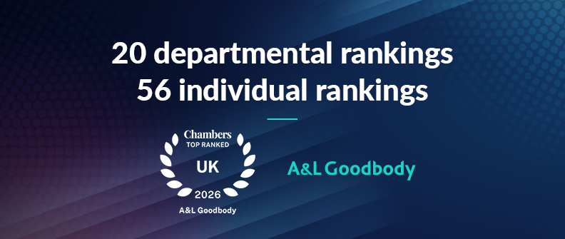 A&L Goodbody recognised across 20 practice areas in Chambers and Partners UK 2026