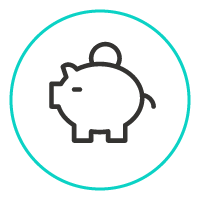 Icon of a piggy bank with a coin dropping in